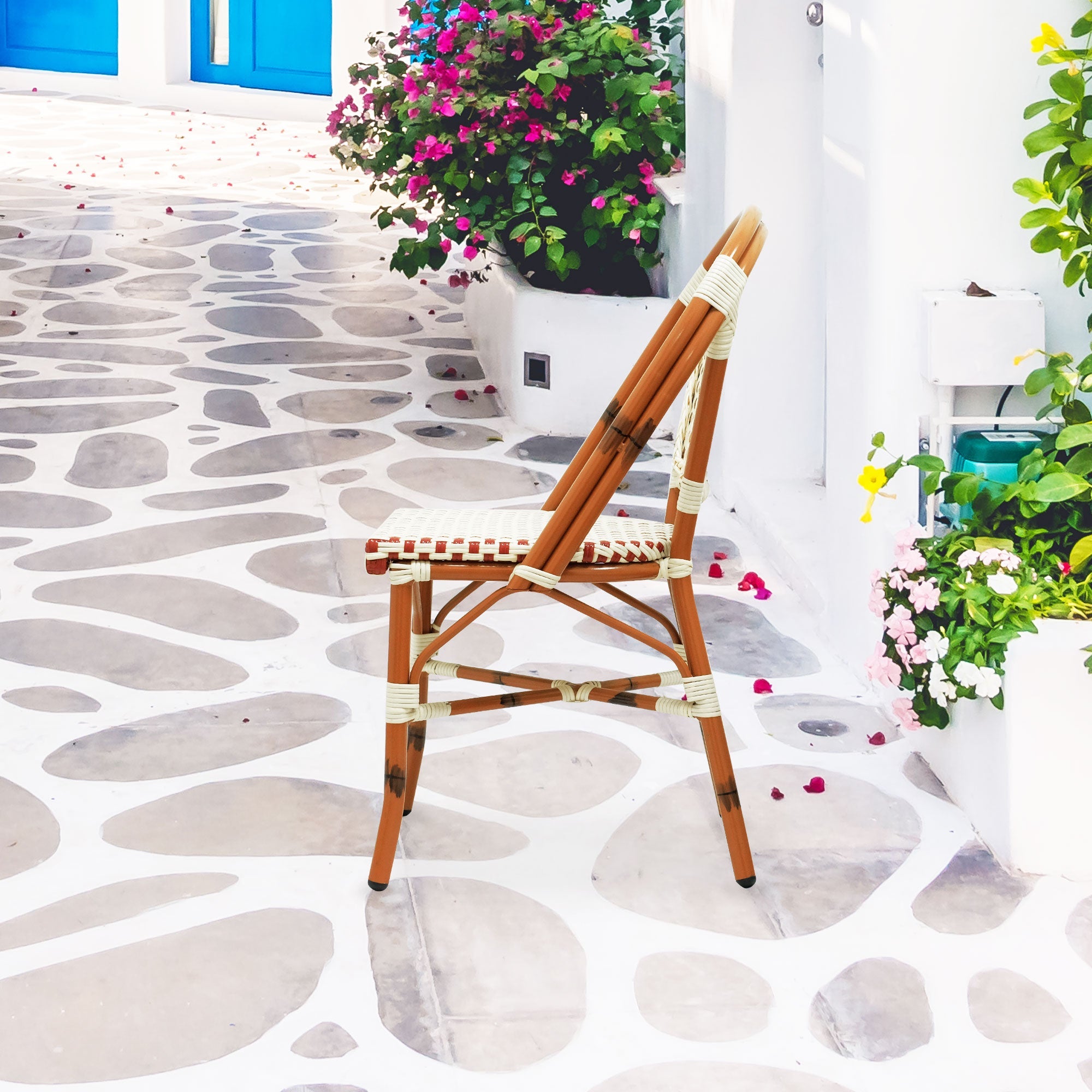 Paris Cafe Patio Dining Chair #color_cream/burgundy
