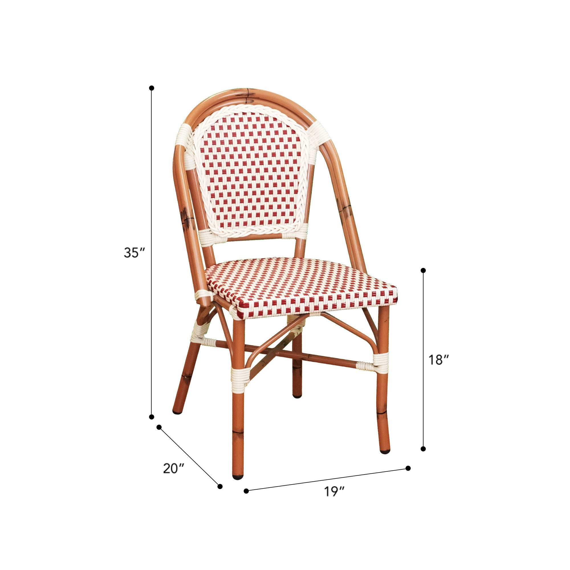 Paris Cafe Patio Dining Chair #color_cream/burgundy