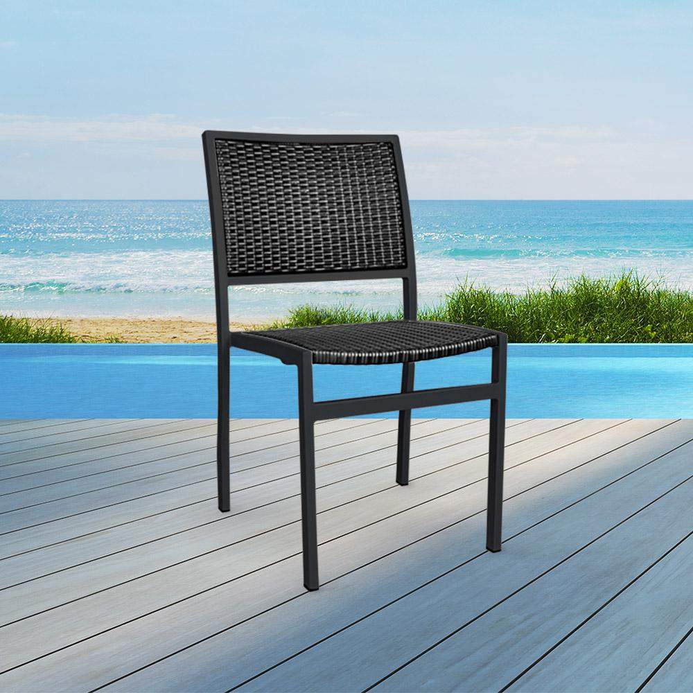 Hermosa Patio Dining Chair #color_Black Weave/Black Frame