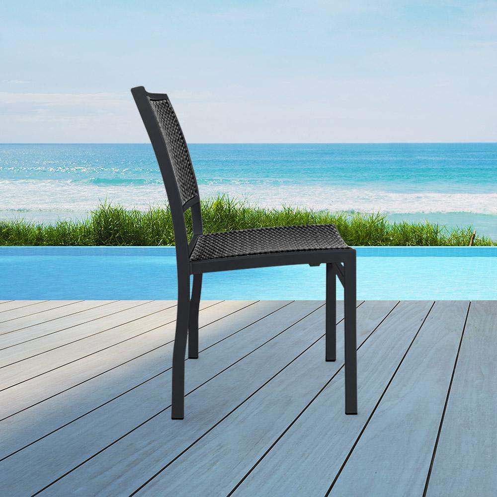Hermosa Patio Dining Chair #color_Black Weave/Black Frame