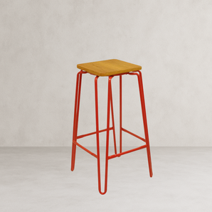 Hairpin Bar Stool with Solid Wood Seat