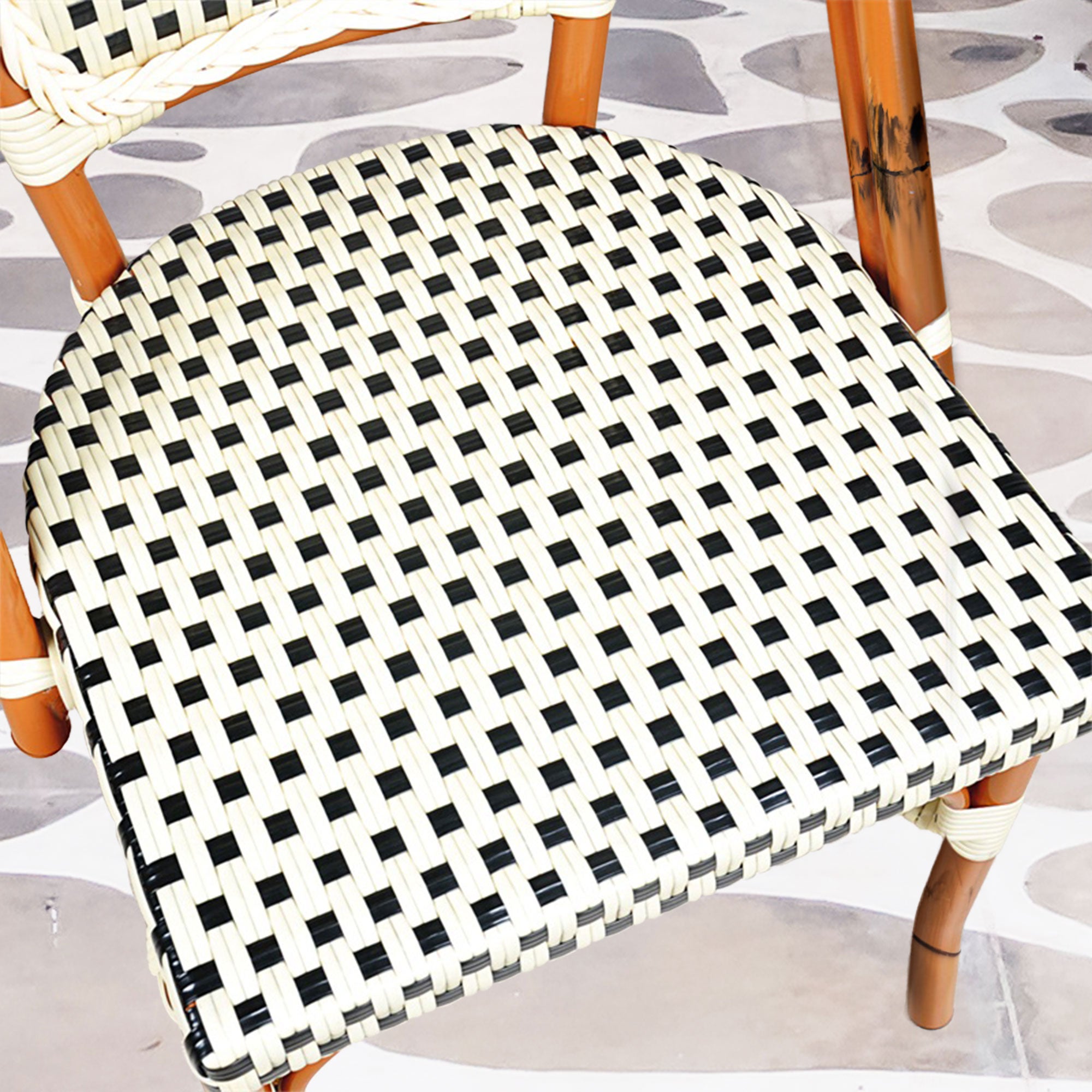 Paris Cafe Patio Dining Chair #color_cream/black