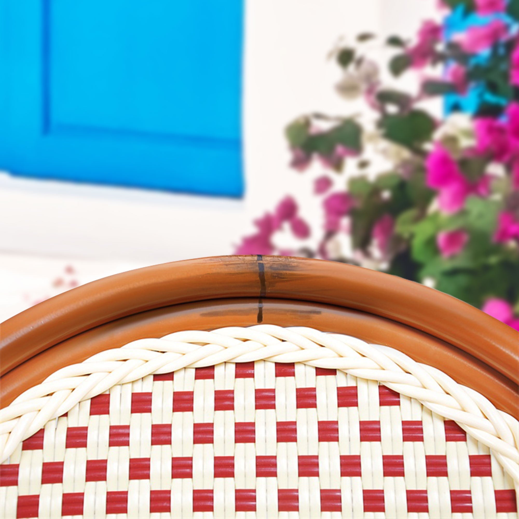 Paris Cafe Patio Dining Chair #color_cream/burgundy