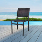Hermosa Patio Dining Chair #color_Brown Weave/Charcoal Frame