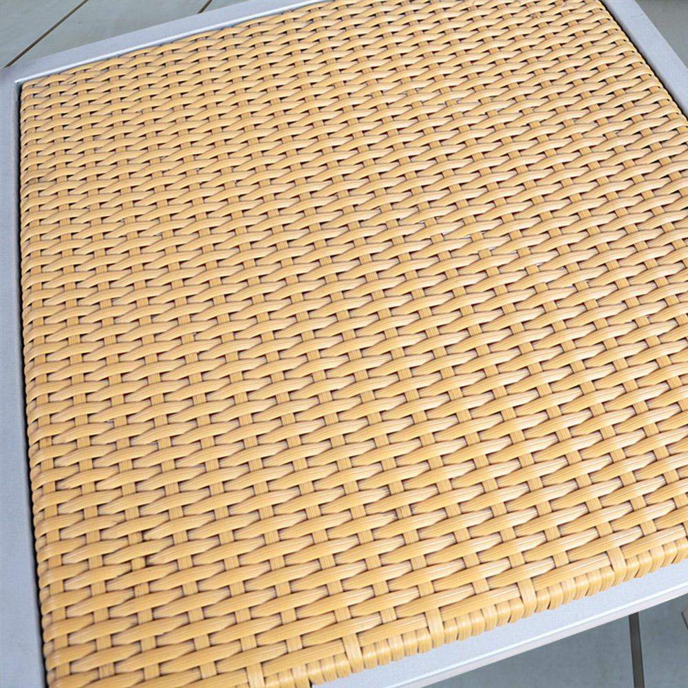 Hermosa Patio Dining Chair #color_Natural Weave/Silver Frame